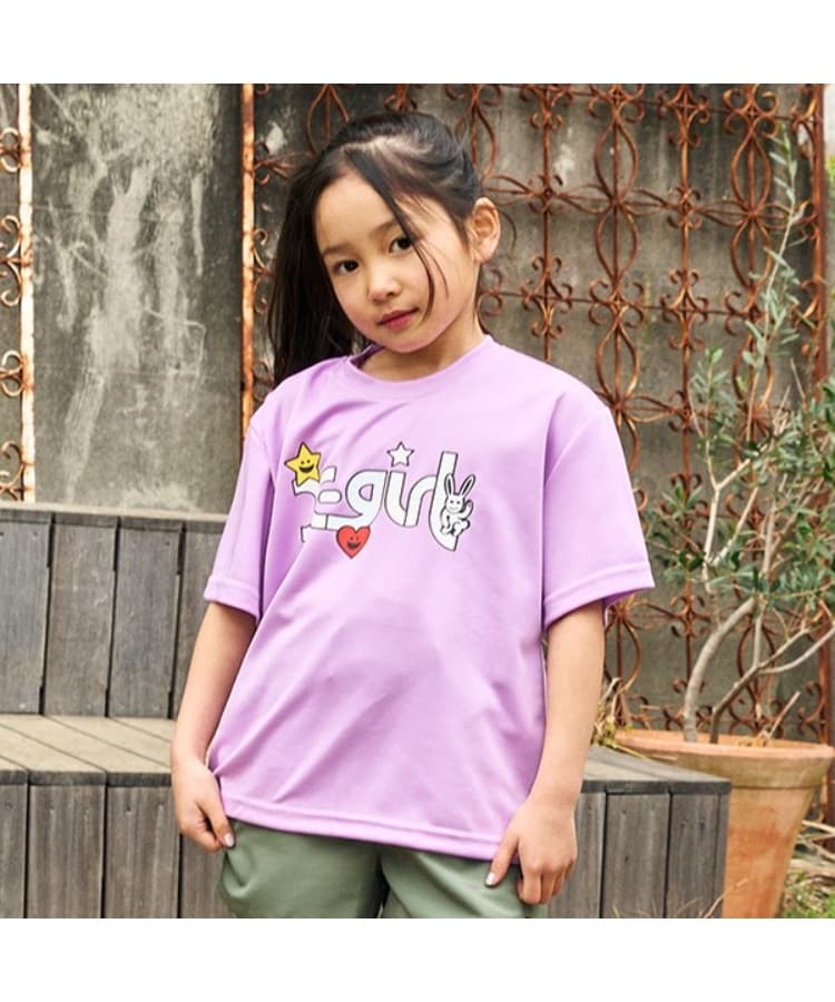 エックスガール ステージス(X-girl STAGES)のキラッキーウォーターギミック半袖Tシャツ ラベンダー(080)