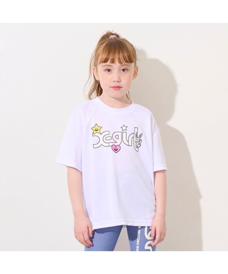 エックスガール ステージス(X-girl STAGES)のキラッキーウォーターギミック半袖Tシャツ オフホワイト(003)