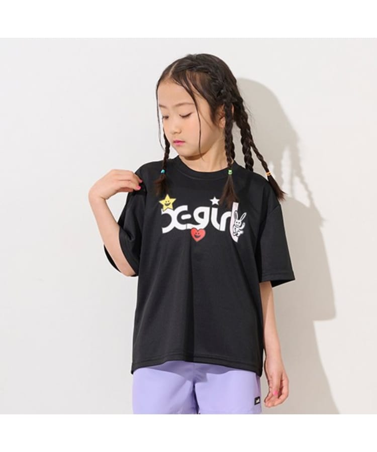 エックスガール ステージス(X-girl STAGES)のキラッキーウォーターギミック半袖Tシャツ ブラック(219)