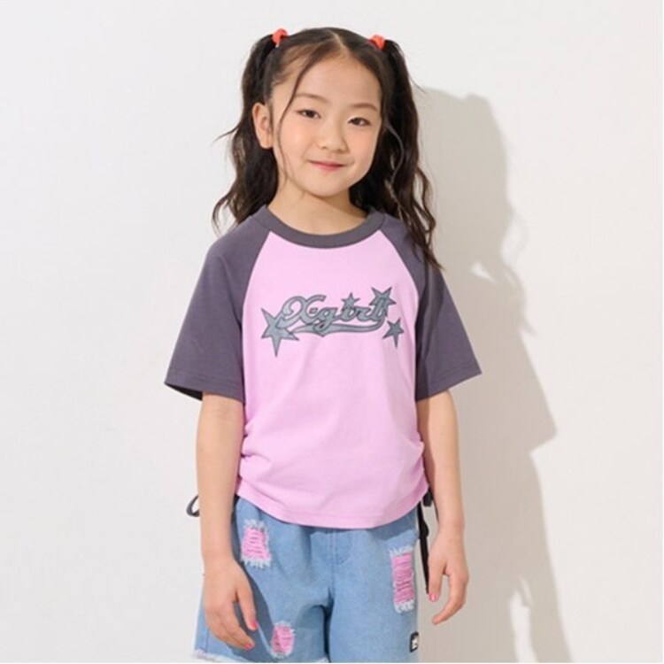 エックスガール ステージス(X-girl STAGES)のロゴラメシャーリング半袖Tシャツ Ｔシャツ