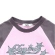 エックスガール ステージス(X-girl STAGES)のロゴラメシャーリング半袖Tシャツ2