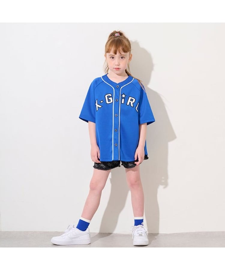 エックスガール ステージス(X-girl STAGES)のロゴアップリケベースボール半袖シャツ12