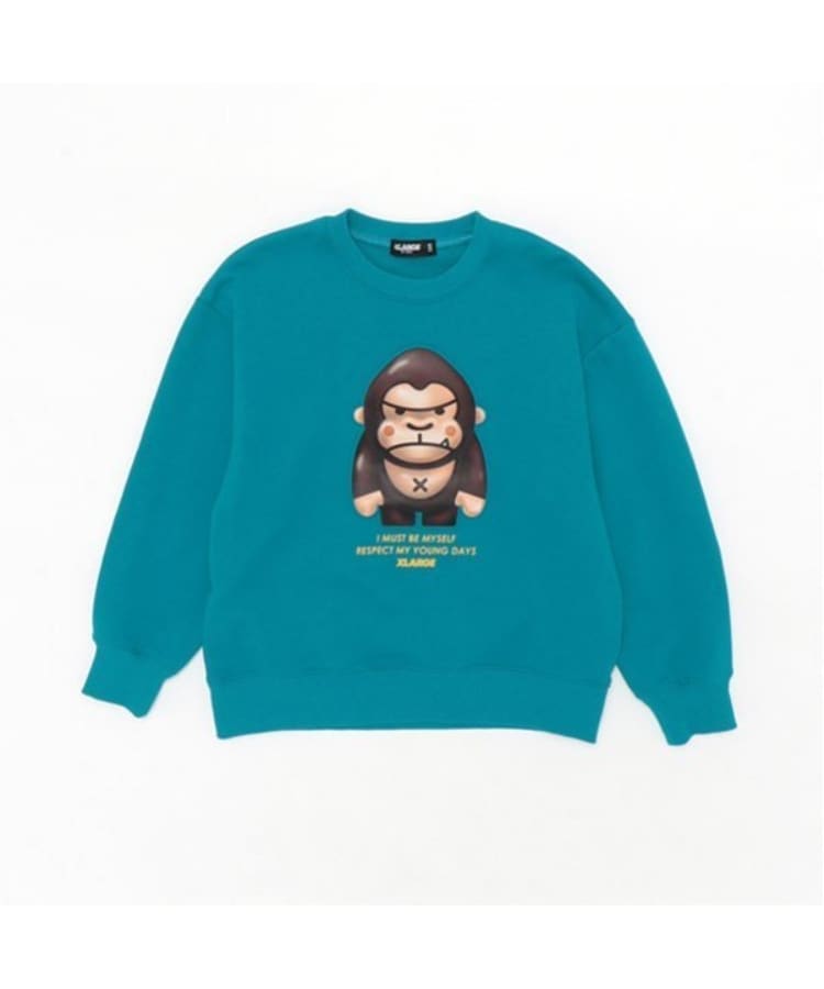 エクストララージ キッズ(XLARGE KIDS)の3Dファニーゴリラトレーナー ブルーグリーン(097)