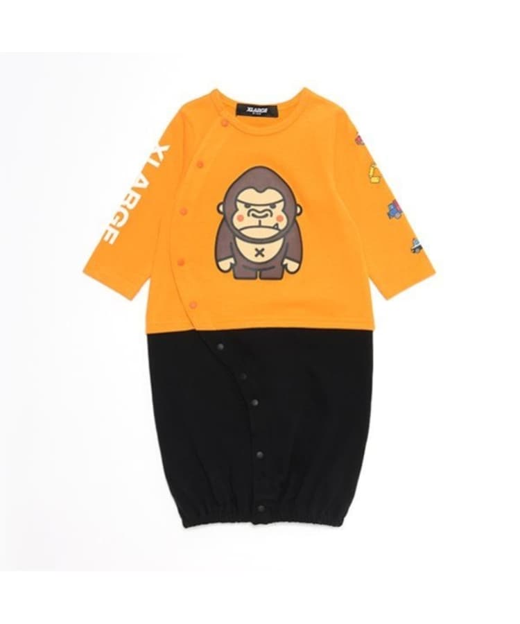 エクストララージ キッズ(XLARGE KIDS)のファニーゴリラ&車2WAYオール オレンジ(066)