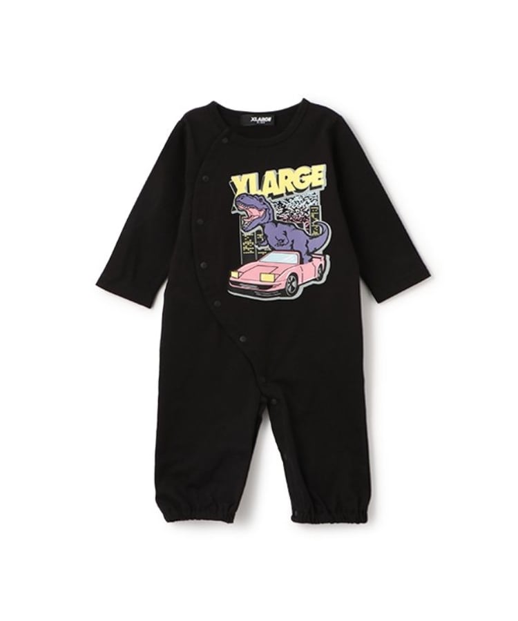 エクストララージ キッズ(XLARGE KIDS)の恐竜&クラシックカー2WAYオール ブラック(219)