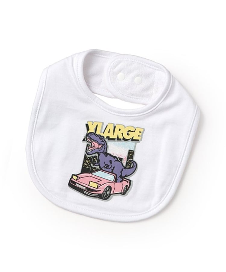 エクストララージ キッズ(XLARGE KIDS)の恐竜&クラシックカースタイ ホワイト(001)