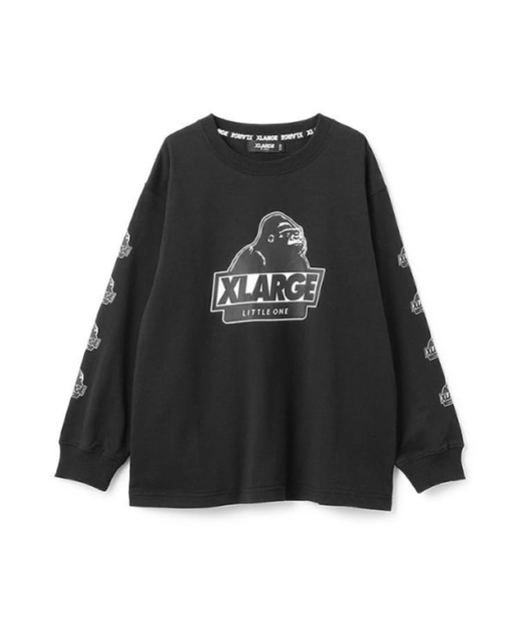 エクストララージ キッズ(XLARGE KIDS)の袖ロゴスランテッドOGゴリラ長袖Tシャツ ブラック(219)