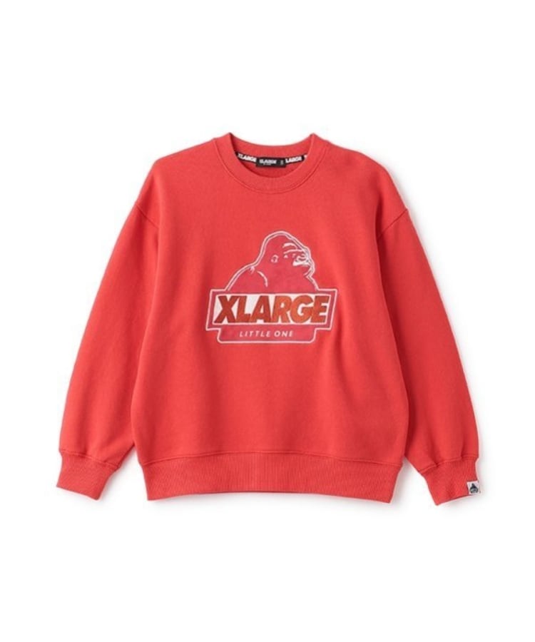 エクストララージ キッズ(XLARGE KIDS)のスランテッドOGゴリラ刺しゅうトレーナー レッド(061)