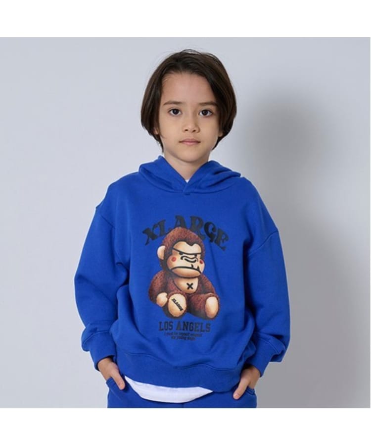 エクストララージ キッズ(XLARGE KIDS)のぬいぐるみファニーゴリラパーカー ブルー(091)