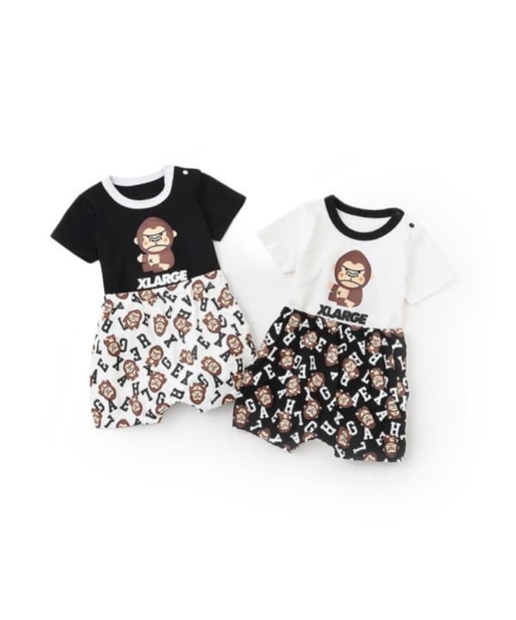 エクストララージ キッズ(XLARGE KIDS)の総柄ファニーゴリラ半袖ベビーセットアップ10