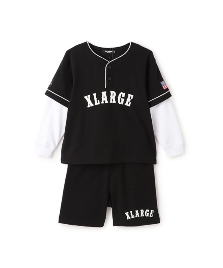 エクストララージ キッズ(XLARGE KIDS)のレイヤード風長袖セットアップ ブラック(219)