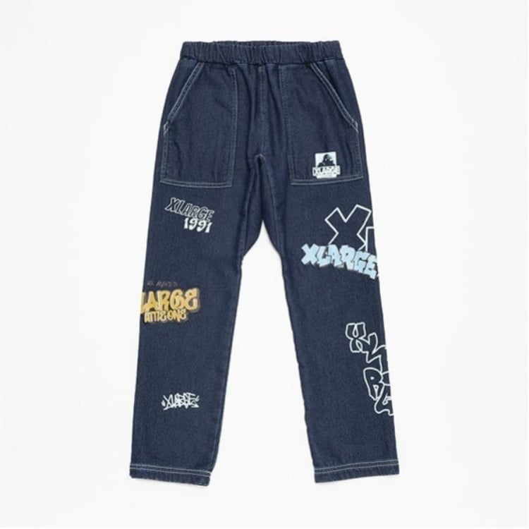 エクストララージ キッズ(XLARGE KIDS)の総柄グラフィックカットデニムテーパードパンツ その他
