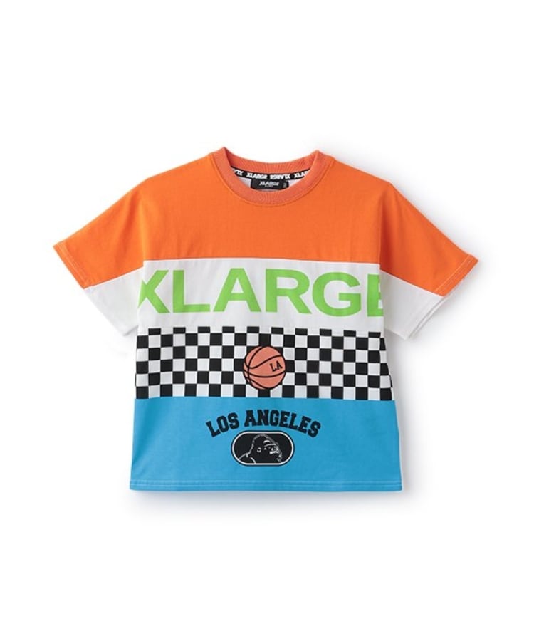 エクストララージ キッズ(XLARGE KIDS)のパネル柄半袖Tシャツ オレンジ(066)