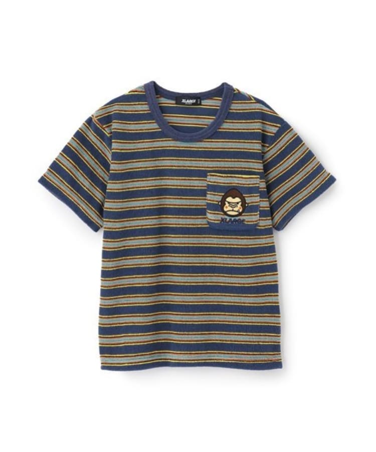 エクストララージ キッズ(XLARGE KIDS)のパイルボーダー半袖Tシャツ ネイビー(094)