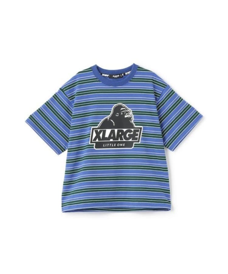 エクストララージ キッズ(XLARGE KIDS)のスランテッドOGボーダー半袖Tシャツ ブルー(091)