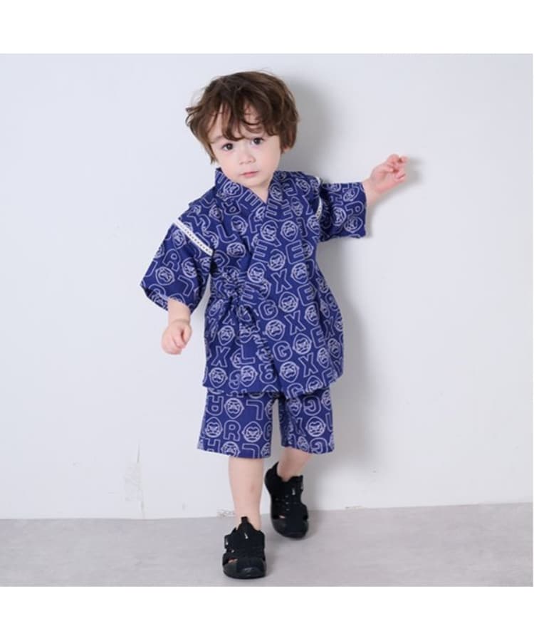 エクストララージ キッズ(XLARGE KIDS)のファニーゴリラ総柄甚平 ネイビー(094)
