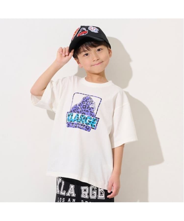 エクストララージ キッズ(XLARGE KIDS)のカラフルレオパードOGゴリラ半袖Tシャツ ホワイト(001)