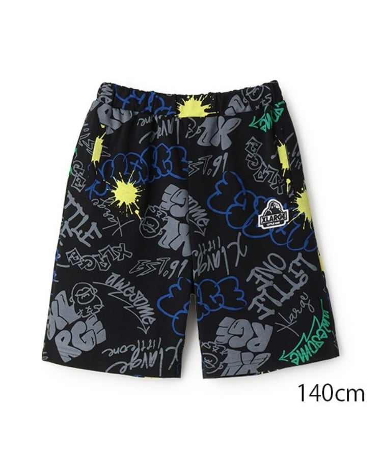 エクストララージ キッズ(XLARGE KIDS)のグラフィティ総柄ショートパンツ ブラック(219)