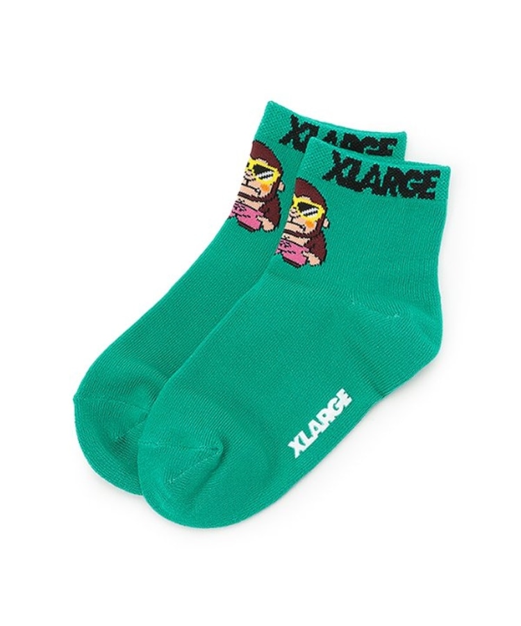 エクストララージ キッズ(XLARGE KIDS)のサングラスファニーゴリラショートソックス グリーン(022)