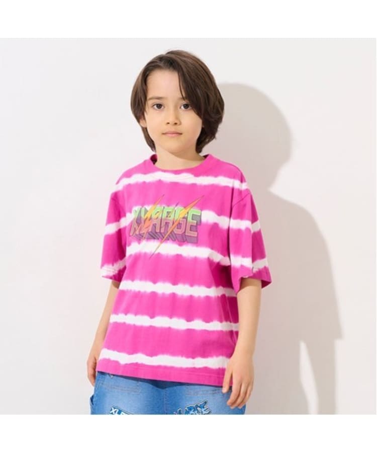 エクストララージ キッズ(XLARGE KIDS)のボーダータイダイ半袖Tシャツ ピンク(071)