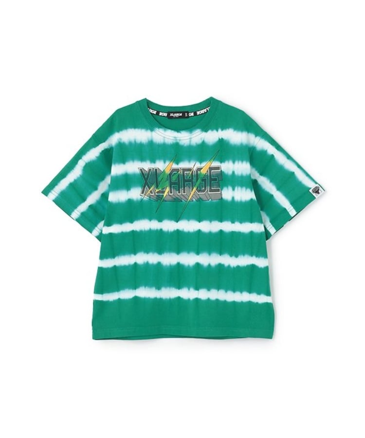エクストララージ キッズ(XLARGE KIDS)のボーダータイダイ半袖Tシャツ グリーン(022)