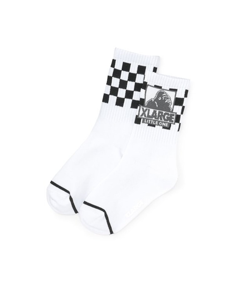 エクストララージ キッズ(XLARGE KIDS)のOGゴリラチェッカークルーソックス ホワイト(001)