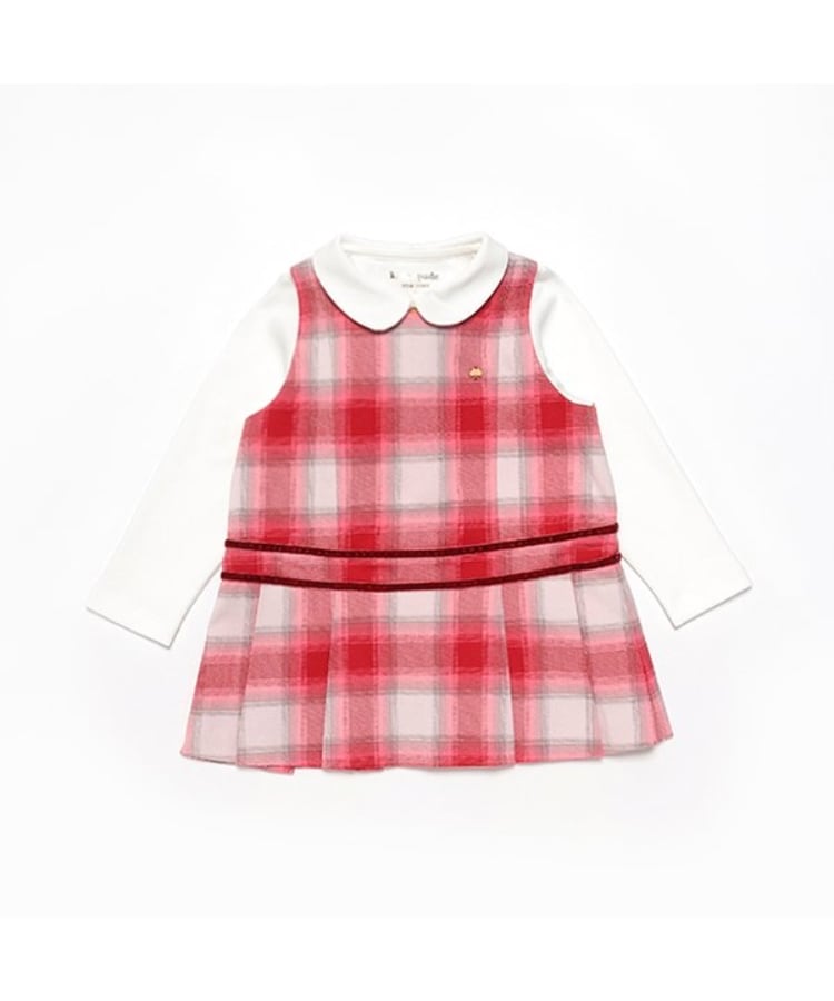ケイト・スペード ニューヨーク キッズ(kate spade NEW YORK)のカットソー&チェックジャンパースカートセット レッド(061)