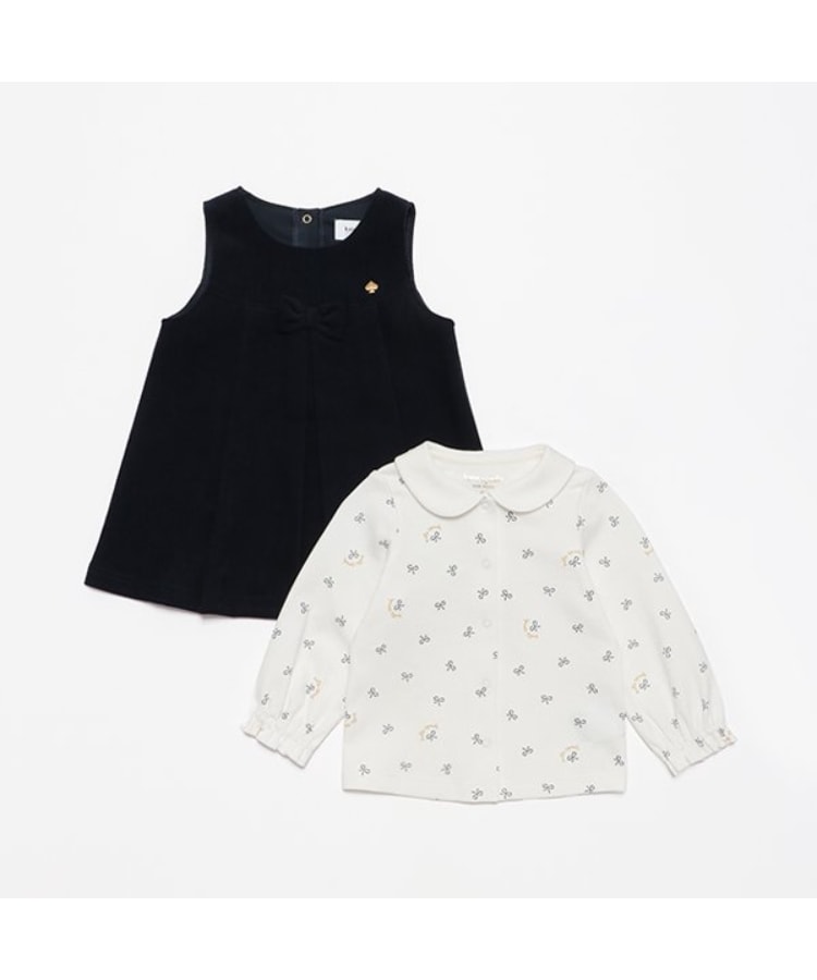 ケイト・スペード ニューヨーク キッズ(kate spade NEW YORK)のボウカットソー&ジャンパースカートセット2