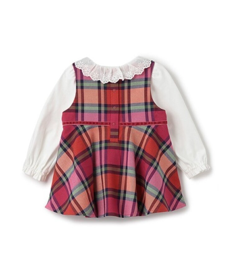 ケイト・スペード ニューヨーク キッズ(kate spade NEW YORK)のレースカラーカットソー&チェックジャンパースカートセット2