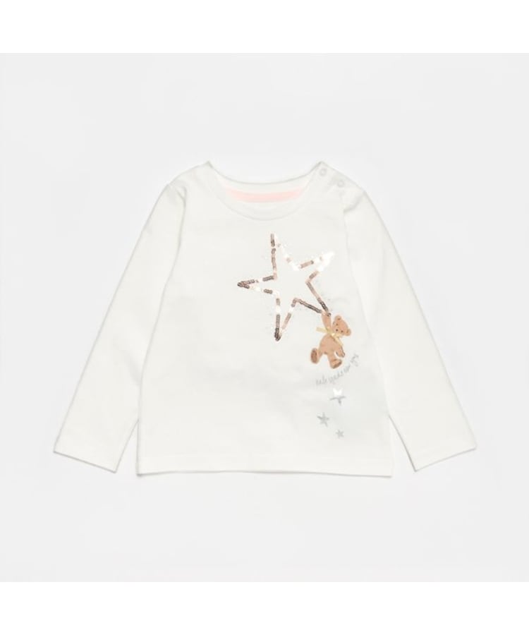 ケイト・スペード ニューヨーク キッズ(kate spade NEW YORK)のトドラー スターベア長袖Tシャツ オフホワイト(003)