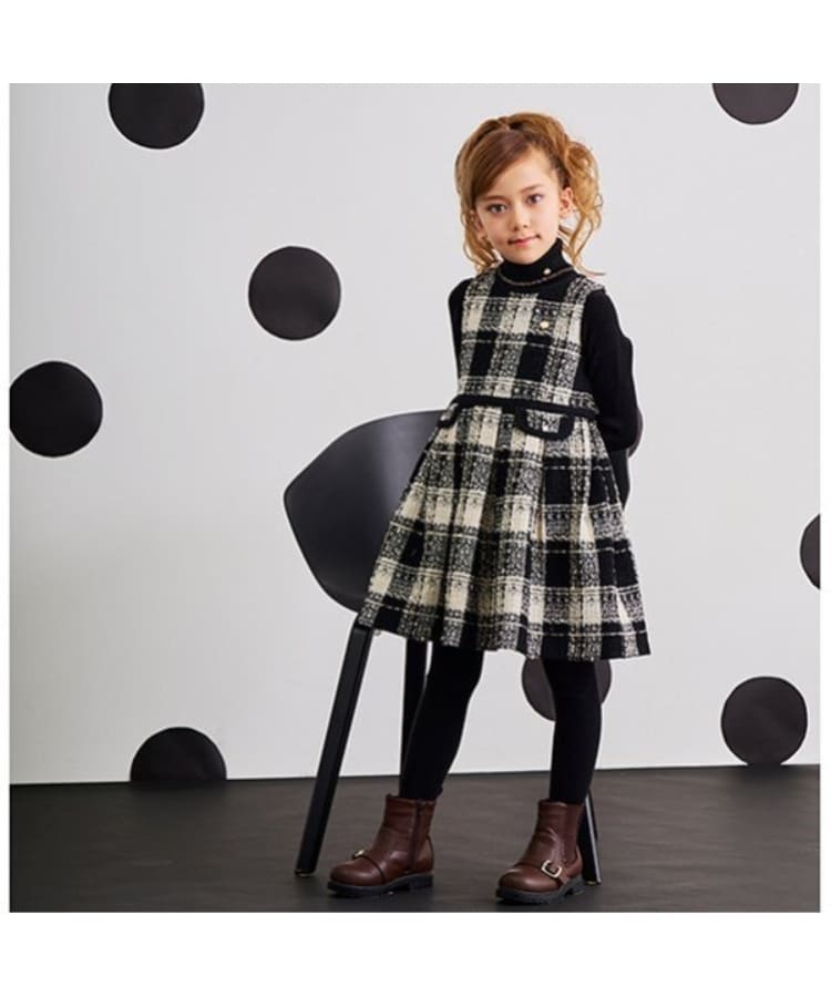 ケイト・スペード ニューヨーク キッズ(kate spade NEW YORK)のトドラー ツイードジャンパースカート ブラック(219)