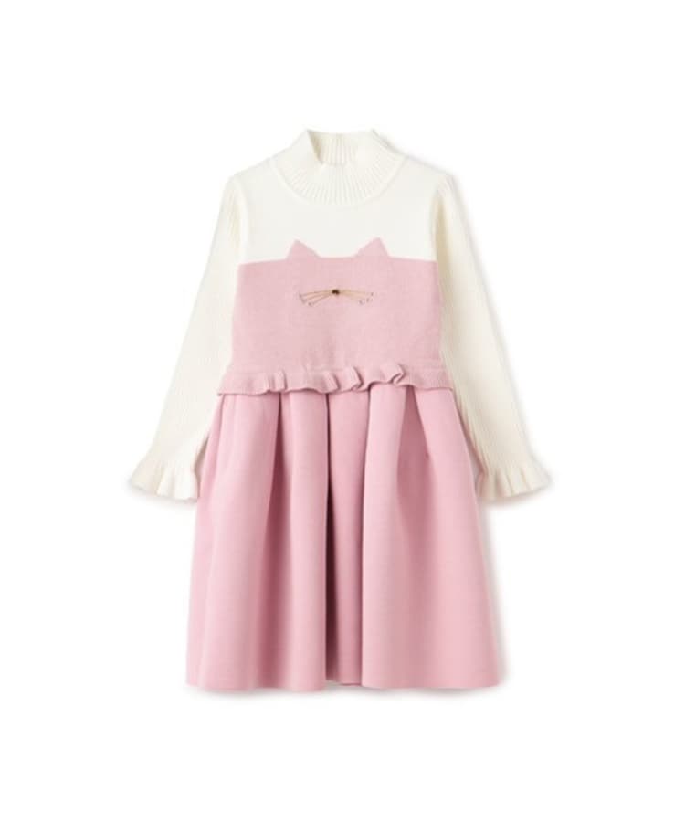 ケイト・スペード ニューヨーク キッズ(kate spade NEW YORK)のトドラー キャットニットドッキングワンピース ピンク(071)