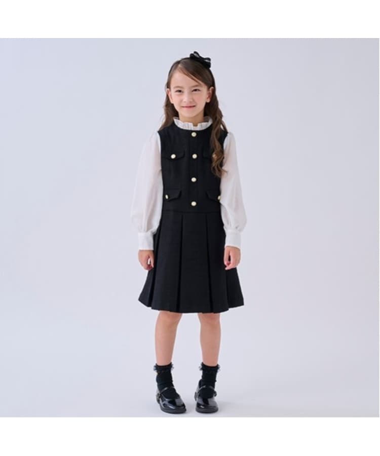 ケイト・スペード ニューヨーク キッズ(kate spade NEW YORK)のトドラー ツイードドッキングワンピース ブラック(219)