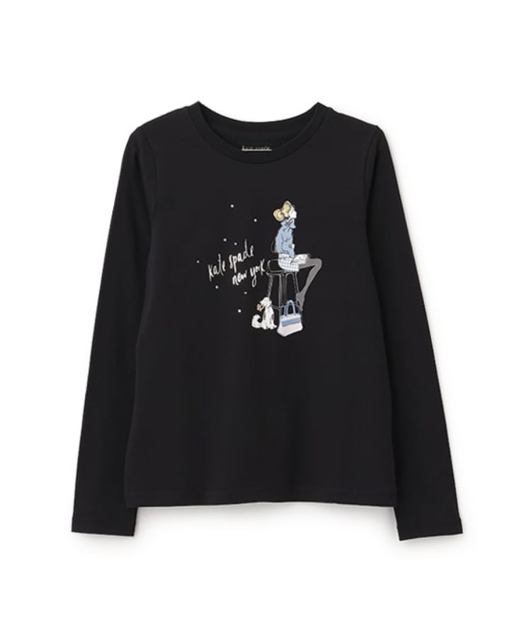 ケイト・スペード ニューヨーク キッズ(kate spade NEW YORK)のガールズ リトルブレイク長袖Tシャツ ブラック(219)