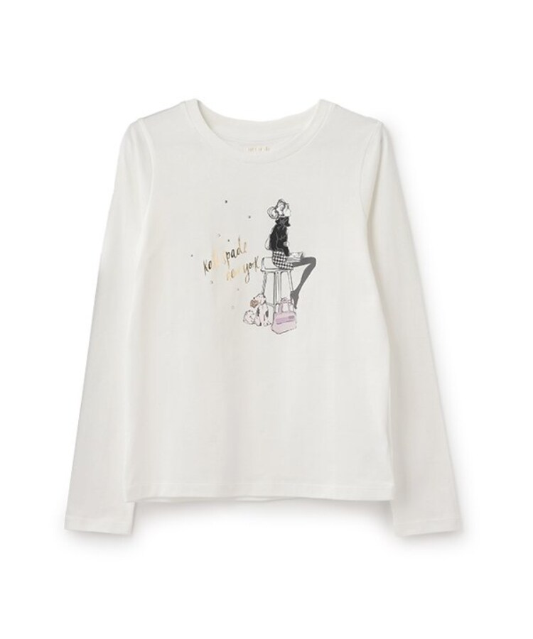 ケイト・スペード ニューヨーク キッズ(kate spade NEW YORK)のガールズ リトルブレイク長袖Tシャツ オフホワイト(003)