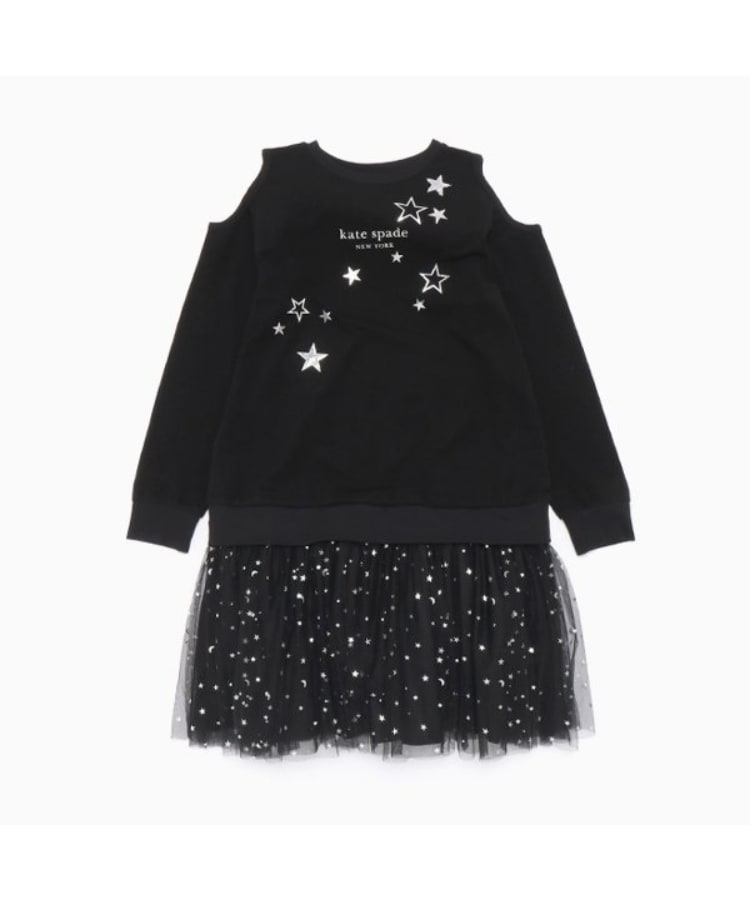 ケイト・スペード ニューヨーク キッズ(kate spade NEW YORK)のガールズ スターズ&ムーンドッキングワンピース ブラック(219)