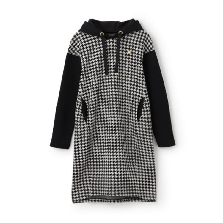 ケイト・スペード ニューヨーク キッズ(kate spade NEW YORK)のガールズ 千鳥フードワンピース ミドルワンピース