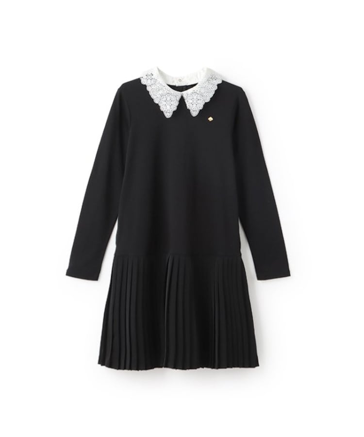 ケイト・スペード ニューヨーク キッズ(kate spade NEW YORK)のガールズ レースカラープリーツワンピース ブラック(219)