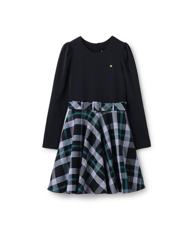 ケイト・スペード ニューヨーク キッズ(kate spade NEW YORK)のチェックドッキングワンピース ネイビー(094)