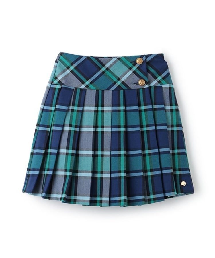 ケイト・スペード ニューヨーク キッズ(kate spade NEW YORK)のガールズ チェックプリーツキュロットスカート ネイビー(094)