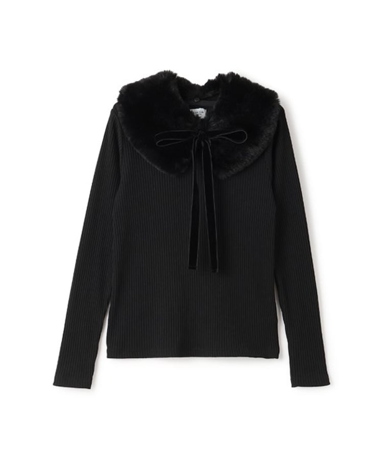 ケイト・スペード ニューヨーク キッズ(kate spade NEW YORK)のガールズ フェイクファーティペット付きカットソー ブラック(219)