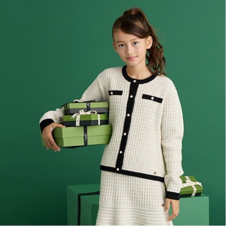 ケイト・スペード ニューヨーク キッズ(kate spade NEW YORK)のガールズ バイカラーカーディガン カーディガン/ボレロ