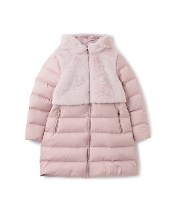 ケイト・スペード ニューヨーク キッズ(kate spade NEW YORK)のガールズ フェイクファー切り替えダウンコート ピンク(071)
