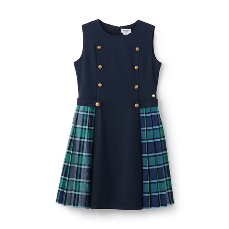 ケイト・スペード ニューヨーク キッズ(kate spade NEW YORK)のガールズ チェック切り替えジャンパースカート ジャンスカ・サス付スカート