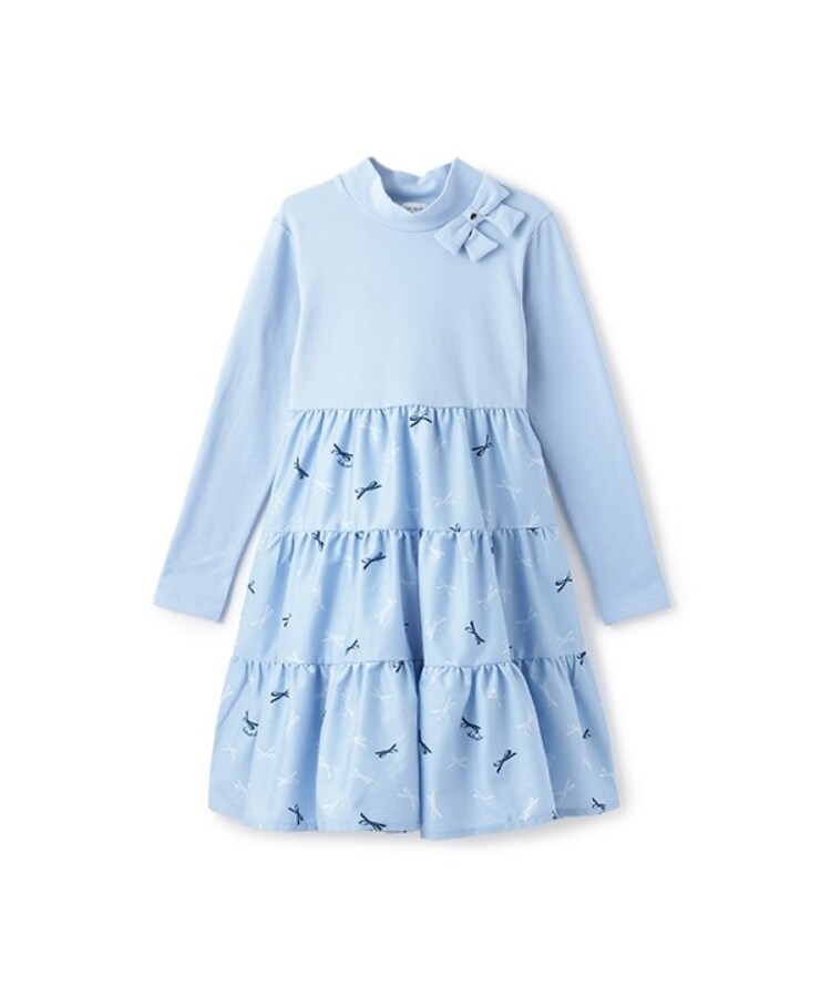 ケイト・スペード ニューヨーク キッズ(kate spade NEW YORK)のガールズ ボウルドボウドッキングワンピース サックスブルー(090)