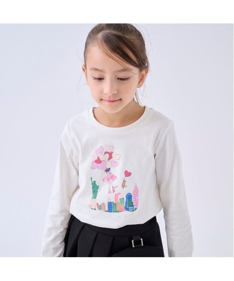 ケイト・スペード ニューヨーク キッズ(kate spade NEW YORK)のトドラー バルーントリップ長袖Tシャツ オフホワイト(003)