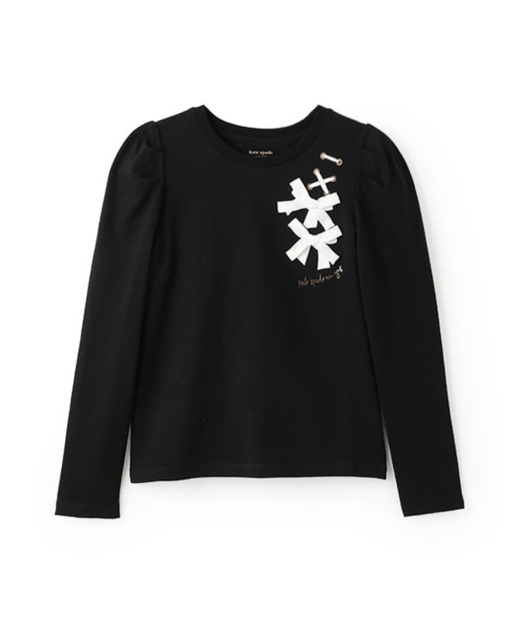 ケイト・スペード ニューヨーク キッズ(kate spade NEW YORK)のガールズ ボウ長袖Tシャツ ブラック(219)