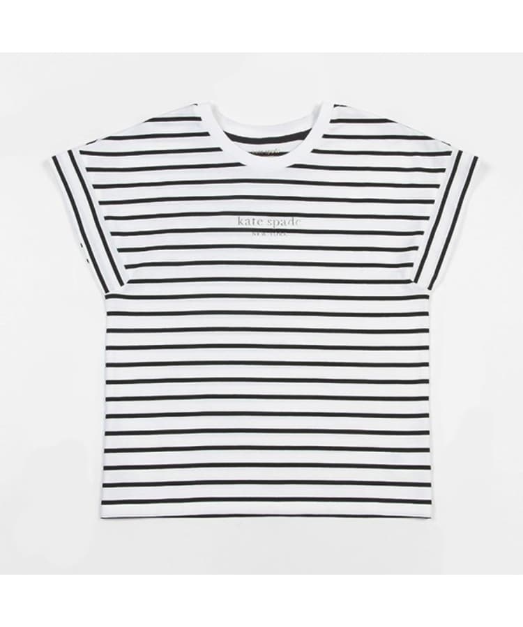 ケイト・スペード ニューヨーク キッズ(kate spade NEW YORK)の【人気商品再入荷】【直営店で取り扱い無し】ガールズ ストライプTシャツ ブラック(219)