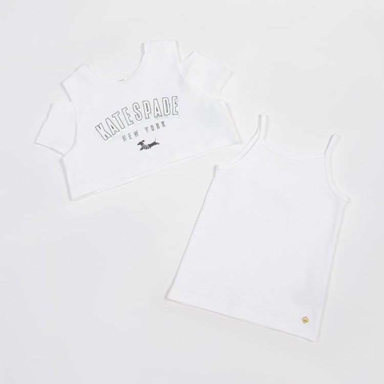 ケイト・スペード ニューヨーク キッズ(kate spade NEW YORK)の【人気商品再入荷】【直営店で取り扱い無し】トドラー ジャンピングドッグTシャツ&キャミソールセット Ｔシャツ