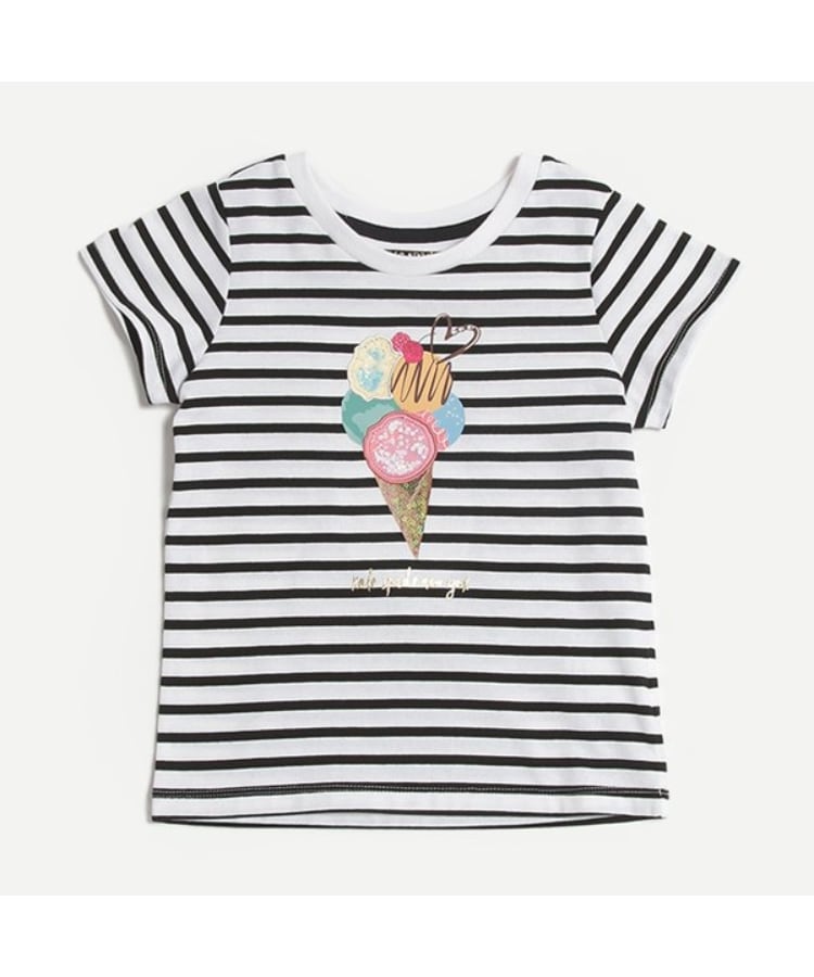 ケイト・スペード ニューヨーク キッズ(kate spade NEW YORK)の【人気商品再入荷】【直営店で取り扱い無し】トドラー アイスクリームTシャツ ブラック(219)